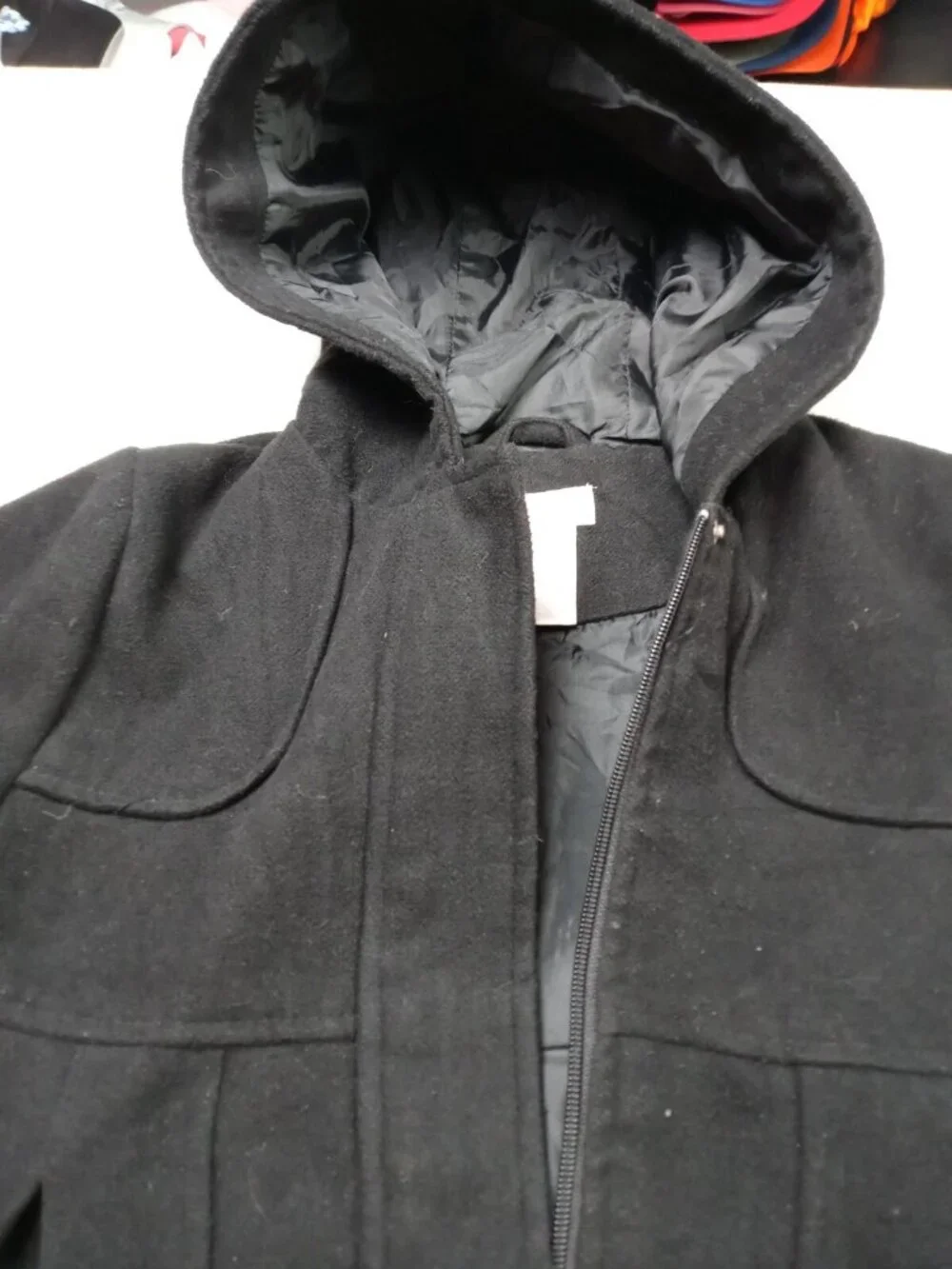 Cherokee Girls Zippers Front Trench Coat Mid-Length Black hooded Sz: 6/6x